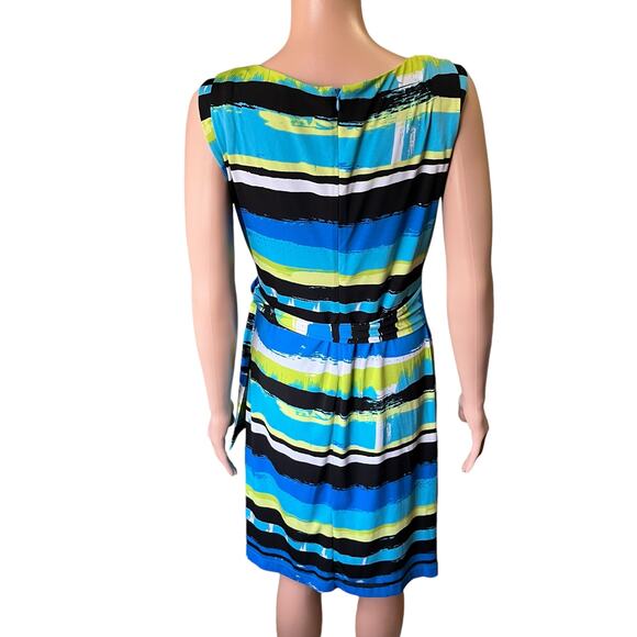 Tahari By Arthur S. Levine Multicolor Faux Wrap Dress 8P Career Party Preppy - Picture 3 of 4